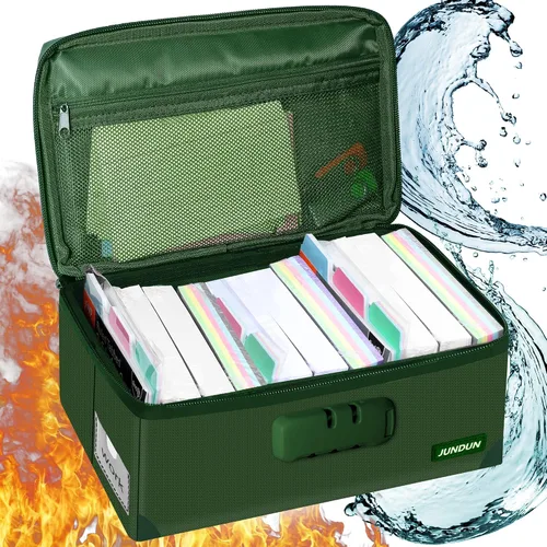 Miniatura 10 de JUNDUN Tarjetero de índice con cerradura, caja plegable ignífuga para 1200 tarjetas flash de 3 x 5 pulgadas, cajas de almacenamiento de tarjetas