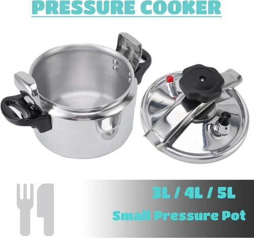 Miniatura 2 de VINGVO Olla a presión de 4 cuartos de galón, olla a presión pequeña de fondo compuesto, olla a presión fácil de usar, adecuada para gas, inducción
