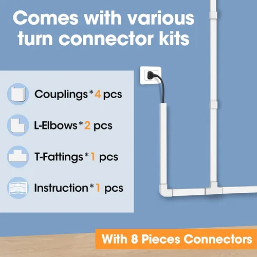 Miniatura 4 de YesBes Kit de ocultador de cable de 116 pulgadas, cubiertas de cable para cables en la pared, protector de cable para TV de montaje en pared