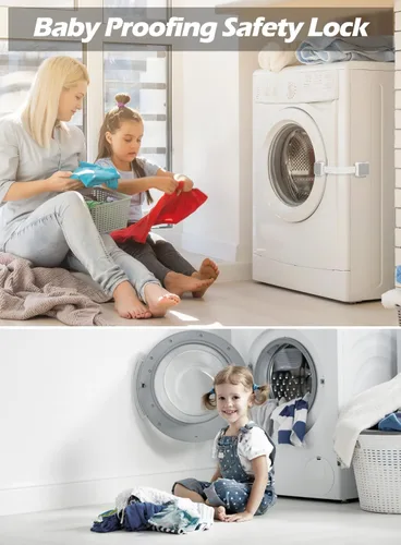Miniatura 4 de Paquete de 2 cerraduras de seguridad a prueba de bebés seguras para niños, para gabinete, cajón, refrigerador, horno, lavavajillas, puertas, asiento