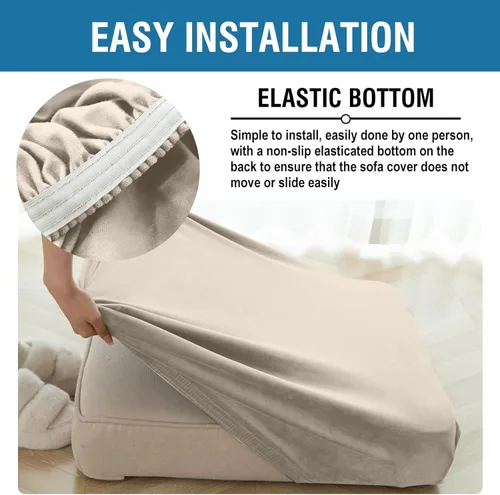 Miniatura 6 de Funda para sofá, funda de cojín de terciopelo elástico de 2 piezas, funda elástica lavable para asiento o respaldo, fundas de asiento de sofá