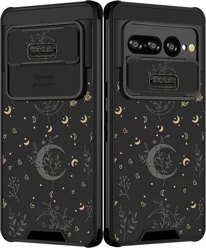 Miniatura 9 de Funda para Google Pixel 6A con diseño de corazón para niñas y mujeres, diseño único de moda negra con funda de cámara deslizante, fundas estéticas