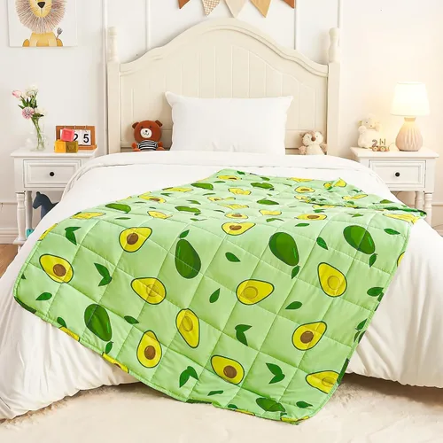 Miniatura 4 de yescool - Manta con peso de 7 libras, manta de regazo con peso refrescante de aguacates verdes para dormir, manta con peso transpirable para 60-80