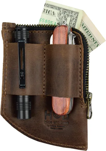 Miniatura 4 de Hide & Drink, Billetera de bolsillo EDC, organizador de efectivo curvado, soporte para tarjetas frontal delgado, clip para dinero, cuero de grano