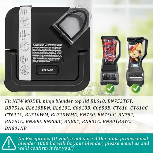 Miniatura 3 de Tapa de repuesto para licuadoras Ninja BL610 BL642 BL682 BN701 BN751 BN700 BN801, para repuesto de tapa de licuadora Ninja, piezas de repuesto