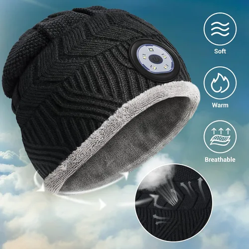 Miniatura 5 de HIGHEVER Gorro LED con luz, regalos para hombres y mujeres, linterna con faro, gorro de invierno