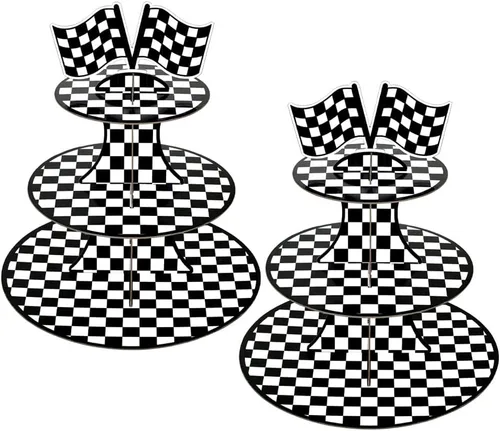 Miniatura 11 de MRPAPA Paquete de 2 soportes de cartón para cupcakes, bandeja de postre de 3 niveles, soporte de papel desechable, mini soporte para tartas