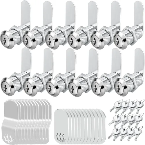 Paquete de 12 cerraduras de leva de gabinete de alta calidad con llave similar, cerraduras de gabinete de 1-1/8 pulgadas para archivos seguros,