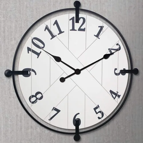 Miniatura 7 de Presentime & Co Farmhouse Series - Reloj de puerta de granero, 24 pulgadas, silencioso, sin ticks, hierro forjado sólido con diseño Shiplap