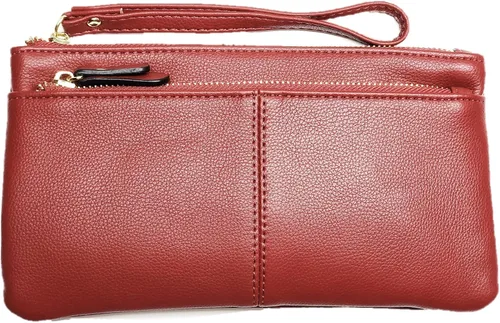 Miniatura 2 de Funda de cuero para teléfono con pantalla táctil, cartera de mano para mujeres y niñas F21 Borgoña 2 bolsillos