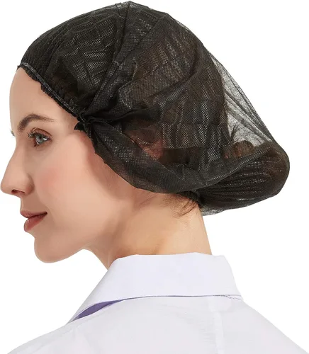 Miniatura 2 de ProtectX Paquete de 100 redes desechables negras para el cabello, cubierta elástica para la cabeza, gorras Bouffant, cubierta de cabeza