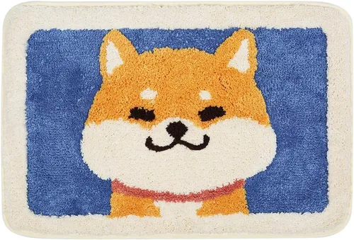 Ankah Dog Series - Alfombra de baño de la colección de animales Shiba y Corgi, felpa suave y peluda, antideslizante, altamente absorbente, lavable a