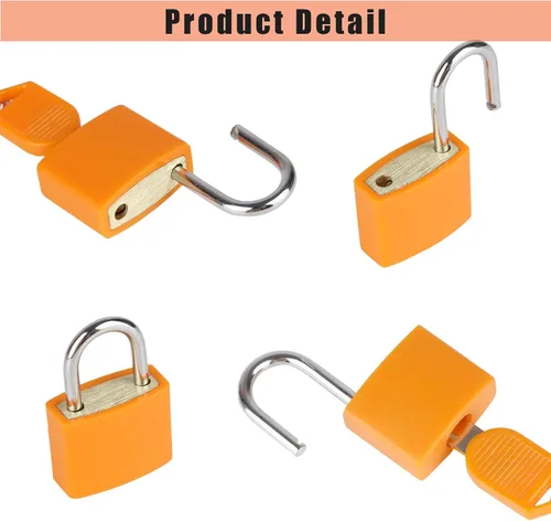Miniatura 4 de Paquete de 5 candados para maleta con llaves, candados pequeños de 0.906 in, multicolor, de latón macizo, para maleta, equipaje, bolsa de viaje, A