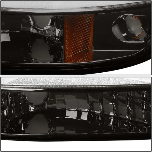 Miniatura 4 de DNA MOTORING Juego de ensamble de faros compatible con 99-07 GMC Sierra 1500/01-07 Sierra 1500HD 2500HD 3500/00-06 Yukon XL 1500 2500, Ámbar ahumado.