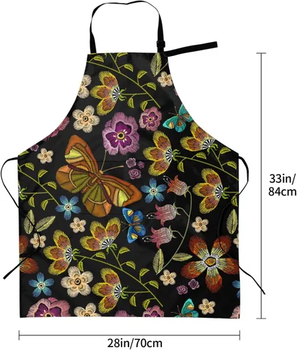 Miniatura 6 de Perinsto Waterproof Apron With 2 Pockets Kitchen Chef Aprons Bibs For Cooking Baking Painting Gardening Grooming