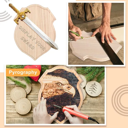 Miniatura 5 de Kigley 6 placas de madera sin terminar, placa de madera para manualidades, tableros, tallado, manualidades, para proyectos de quema, palés de losa