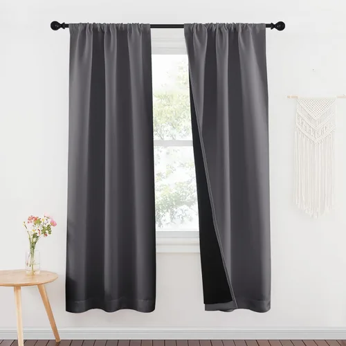 Miniatura 109 de NICETOWN Cortinas blancas 100% opacas, 2 capas gruesas completamente opacas con bolsillo para barra, cortinas aislantes térmicas para Blanco puro