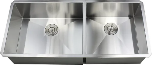 Miniatura 2 de Fregadero de cocina contemporáneo de acero inoxidable de calibre 16, duradero, con doble tazón, con colador de cesta extraíble (42 pulgadas, 60/40)