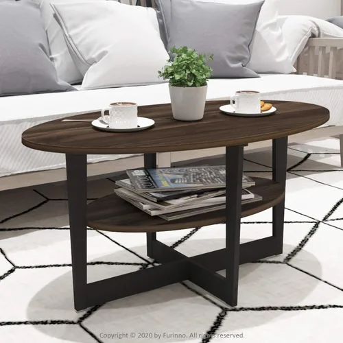 Miniatura 2 de Furinno - Mesa de café, 1 paquete, color nogal Columbia/negro Columbia Nogal/Negro