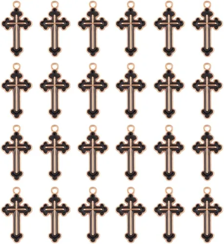 Miniatura 10 de Colgantes de aleación de cruz esmaltada Crucifijo Cruz Metal Colgantes para DIY Pendiente Pulsera Collar Llavero Joyería Fabricación Artesanía
