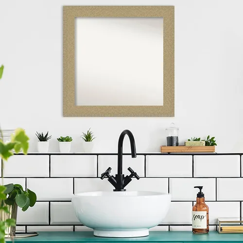 Miniatura 4 de Amanti Art Espejo de pared personalizado no biselado (24.25 x 24.25 pulgadas), marco dorado de mosaico, varios tamaños personalizados, espejo