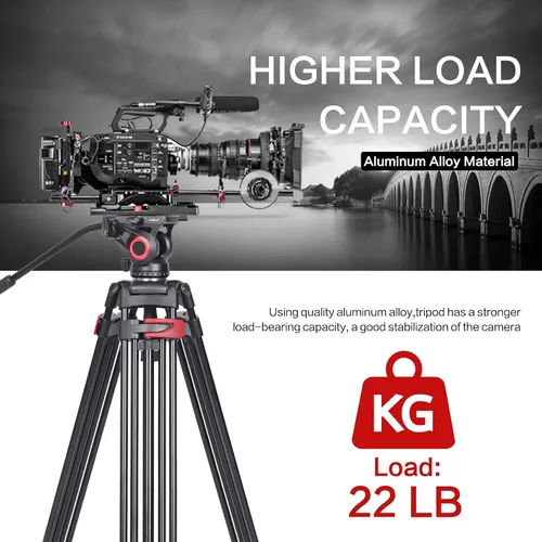 Miniatura 4 de miliboo Trípode para cámara de video, trípode resistente con cabezal fluido, altura máxima de trabajo 76.4 pulgadas, trípode de fotografía de gran