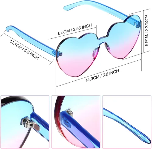 Miniatura 2 de Maxdot - Lentes de sol transparentes sin marco con forma de corazón para fiestas