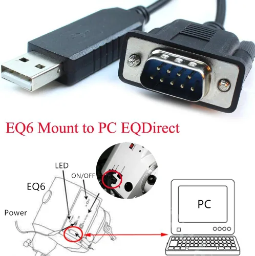 Miniatura 5 de Cable de control USB a DB9 para Skywatcher EQ6 y NEQ6 Mount, para Orion Atlas EQ-G Mount. 6 pies