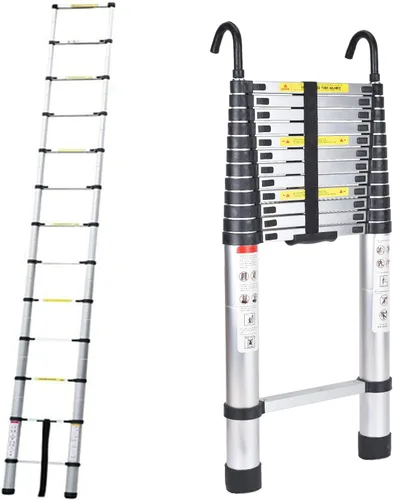 Miniatura 15 de Escalera telescópica plegable de aluminio 5+6 con pasamanos, pedal ancho de seguridad, carga máxima de 330 libras, plegable, fácil de almacenar