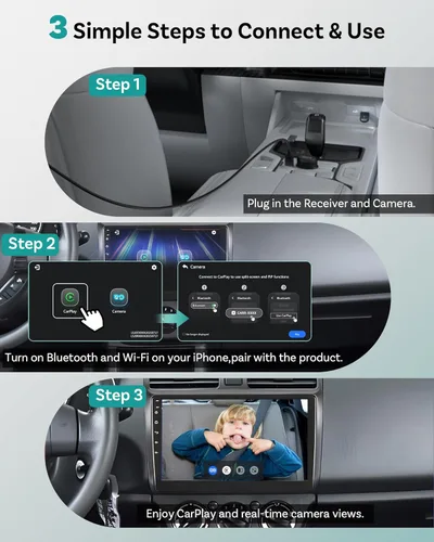 Miniatura 9 de OTTOCAST Adaptador de coche para cuidado de cabina con cámara de auto para bebé, pantalla inalámbrica CarPlay en CarScreen 2026, monitor de bebé