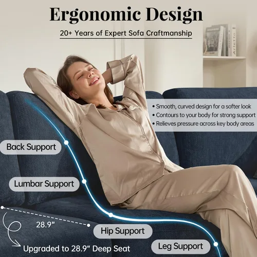 Miniatura 7 de Sofá biplaza extragrande de 83.5 pulgadas, sofás para sala de estar, sofá nube de felpilla de asiento profundo, sofá modular seccional, funda