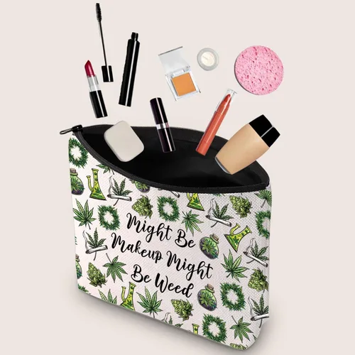 Miniatura 3 de JXGZSO Divertida bolsa de maquillaje de malezas con cremallera regalos para mujeres podría ser maquillaje podría ser bolsa de cosméticos de malezas