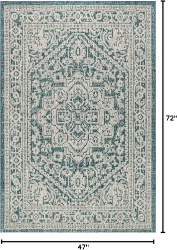 Miniatura 106 de Eyely BMS101D-28 - Alfombra de pasillo con textura de medallón de Santa Mónica Slesi, para interiores y exteriores, estilo costero, bohemio, Gris