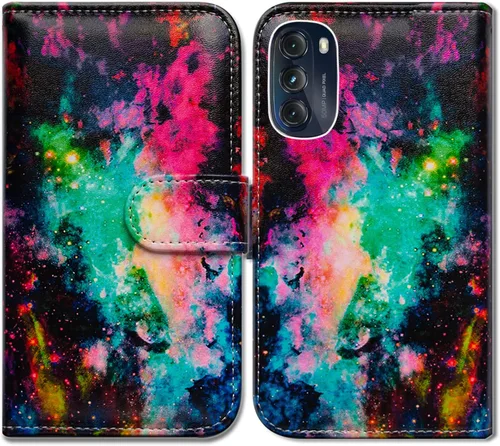 Miniatura 21 de Bcov Funda para Moto G 5G 2022, funda de cuero verde pájaro negro con tapa para teléfono con ranura para tarjeta y soporte para Motorola Moto G 5G