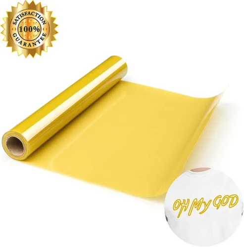 Miniatura 6 de HTV - Rollos de vinilo termotransferible dorado, 12 pulgadas por 8 pies, para planchar, DIY para camiseta, fácil de cortar y retirar para diseño