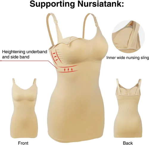 Miniatura 4 de iloveSIA 2Pack Seamless Nursing Cami Tank Top with Build-in Maternity Bra