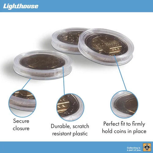 Miniatura 2 de Leuchtturm Lighthouse - Round Coin Capsules - Scratch-Resistant Protection for 19 mm Coins - Pack of 100