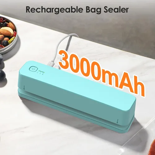Miniatura 3 de FEPPO Sellador de bolsas, mini sellador de bolsas recargable de 3000 mAh con tira de calefacción de 6.2 pulgadas, sellado térmico portátil de 3