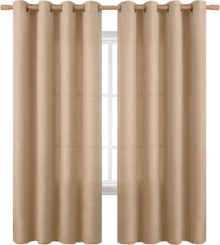 Miniatura 19 de BGment Cortinas de Lino Beige de 63 Pulgadas de Largo 2 Paneles - Tratamientos para Ventanas con Textura de Arpillera Filtrantes de Luz Cortinas