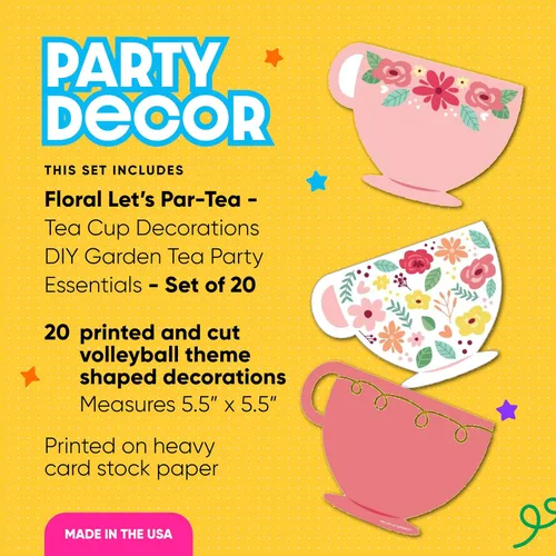 Miniatura 2 de Big Dot of Happiness Floral Let's Par-Tea - Decoraciones para tazas de té, artículos esenciales para fiestas de té en jardín, juego de 20