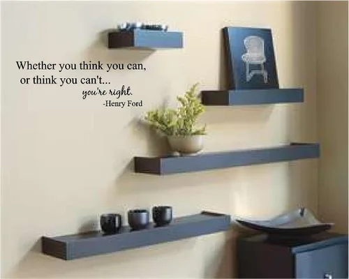 Miniatura 2 de Calcomanía artística para pared con cita inspiradora de Henry con texto en inglés "If You Think You Can, or Think You Can't... You're Right