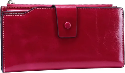 Miniatura 54 de Itslife - Cartera de piel sintética encerada para mujer con bloqueo de identificación de radio frecuencia (RFID), de gran capacidad, encerada