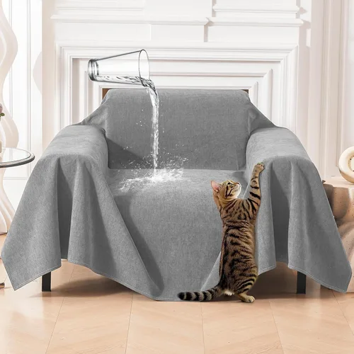 Miniatura 11 de Warmstar Couch Protector from Cat Claws, Waterproof Couch Cover Anti Slip,Couch Cover 3 Cushion Sofa Washable,Anti-Scratch Pet Sofa Cover Heavy Beige