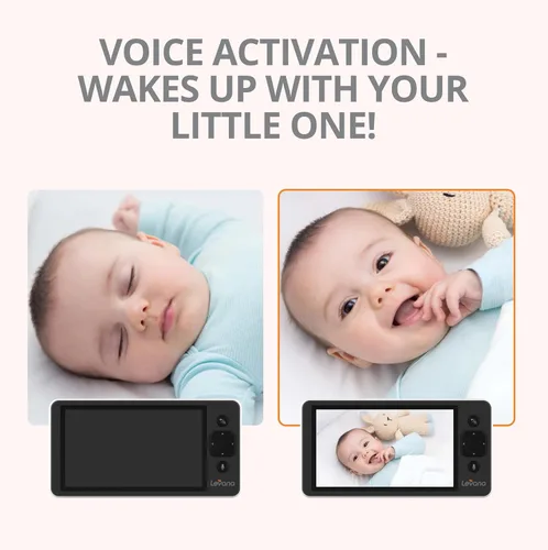 Miniatura 7 de Levana Monitor de bebé Ella Video, pantalla 720P de 5 pulgadas, 2 cámaras PTZ, 4 días de duración de la batería, batería de 3800 mAh, visión
