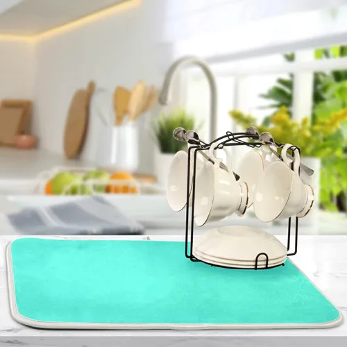 Miniatura 42 de Tapete rojo para secar platos pequeños, accesorios de cocina, tapete escurridor de platos de microfibra, resistente al calor, 16 x 18 pulgadas