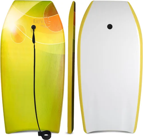 Miniatura 11 de Tabla de Bodyboard ligera con núcleo EPS, base lisa de HDPE, amarradera y muñequera ajustable, excelente para surfear para niños y adultos Rosado