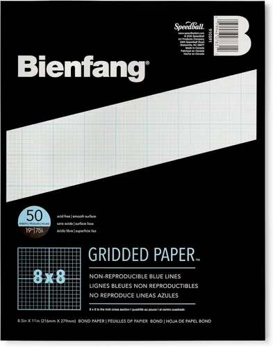 Bienfang Bloc de papel de diseño cuadriculado, sección transversal de 8 x 8, 8.5 x 11 pulgadas, 50 hojas Sección transversal 8x8