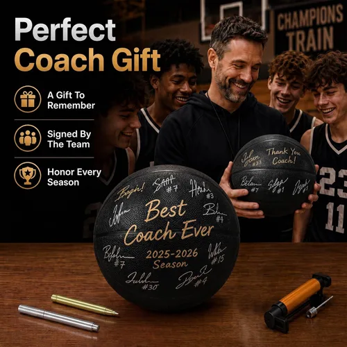Miniatura 6 de Hiboom Autograph - Baloncesto firmado con bomba de aire, memorabilia, para premio, trofeo, banquete, senior, noche, hitos nocturnos, entrenador