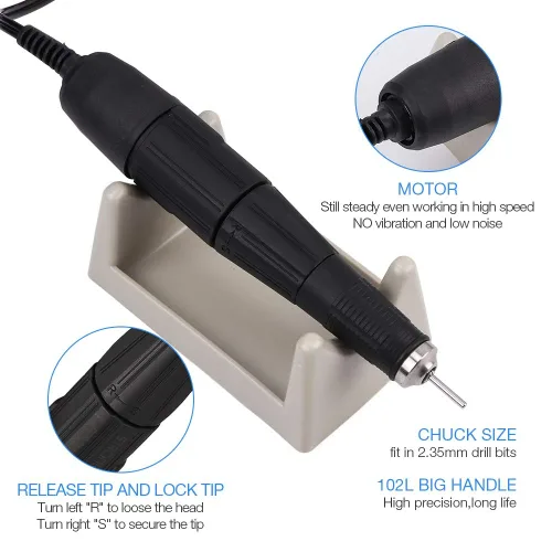 Miniatura 3 de Fuerte 90 65 W 35000 RPM profesional máquina de taladro de uñas de acero inoxidable pedicura uñas pulido manicura máquina