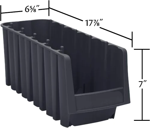 Miniatura 4 de Akro-Mils 30776 Contenedores de almacenamiento de plástico apilables económicos (18 pulgadas x 6-5/8 pulgadas x 7 pulgadas), color negro